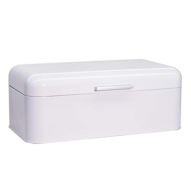 Large Glossy White Bread Box - Extra Large Storage Container for Loaves, Bagels, Chips & More: 16.5" x 8.9" x 6.5"