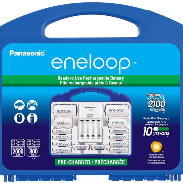 Panasonic KJ17MCC82A Eneloop Power Pack for 8AA, 2AAA, 2 C Spacers, 2 D Spacers, Advanced Individual Battery Charger