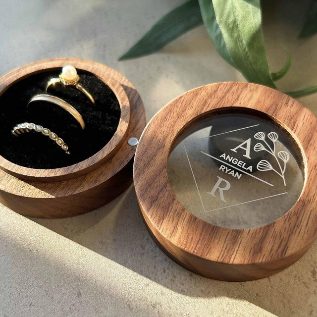 Personalized 3 Slot Ring Box for Wedding Ceremony, 3 Slot Wedding Ring Box, Ring Box 3 Slot, Wood Ring Box, 3 Ring Box