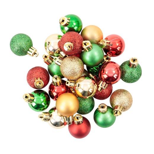 25ct Red, Green and Gold Mini Ball Plastic Christmas Ornament Set - Wondershop™