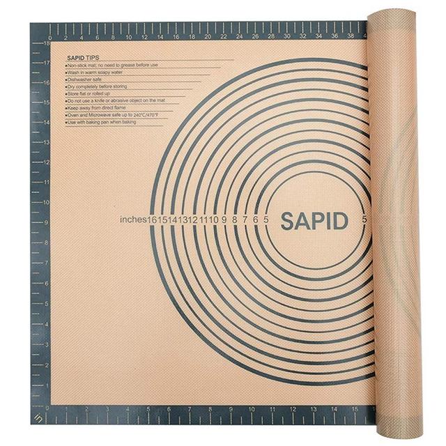 Sapid Extra Thick Silicone Pastry Mat Non-slip with Measurements for Non-stick Silicone Baking Mat Extra Large, Dough Rolling, Pie Crust, Kneading Mats, Countertop, Placement Mats (20" x 28",Gray)