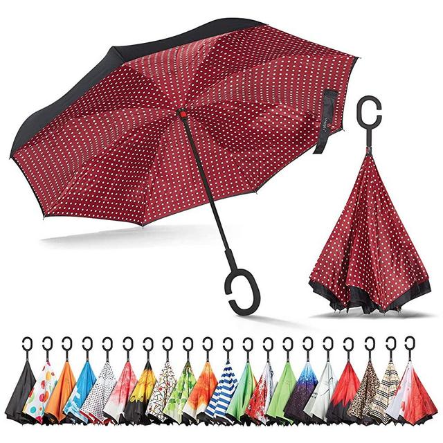 Sharpty Inverted, Windproof, Reverse Umbrella for Women with UV Protection, Upside Down with C-Shaped Handle