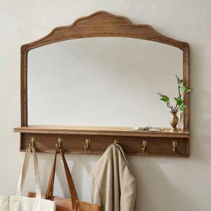 Oversized James Mirror with Hooks and Shelf