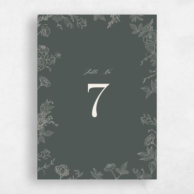Dark Seaweed, Green Wedding Table Number - Daphnel