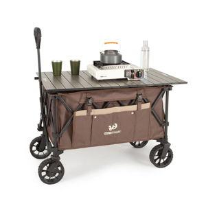 Whitsunday Moko Compact Folding Wagon Cart with Aluminum Table Plate - Color Coffee