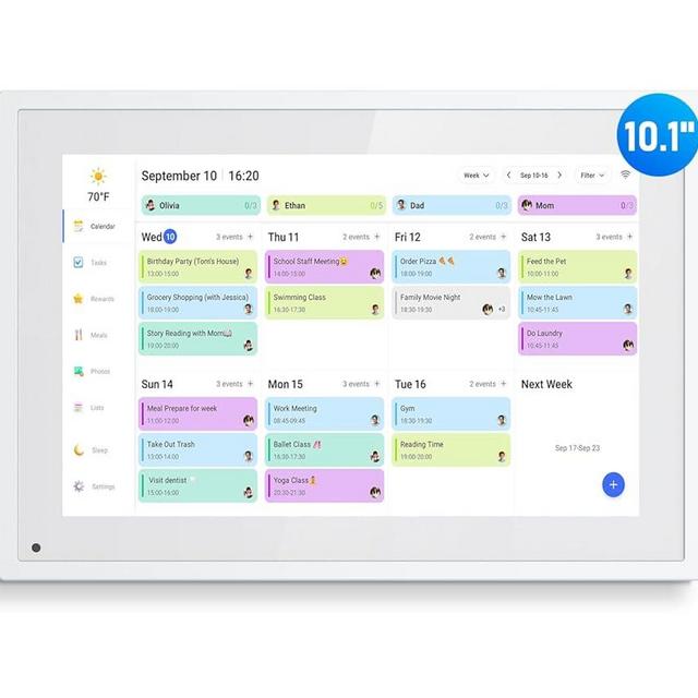 Digital Calendar, 10.1 Inch Smart Electronic Desk Calendar & Chore Chart, Touchscreen Interactive Display for Family Schedules with Meal Planner & Picture Frame & Lists