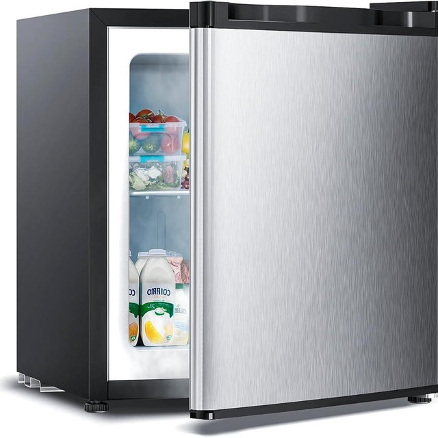 Electactic 1.1 Cu.ft Upright Freezer, Small Mini Freezer with Adjustable Thermostat, Removable Shelves, Reversible Single Door, for Bedroom/Home/Dorms/Apartment, Silver