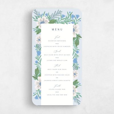 Blue Rounded Wedding Menu - Camrose