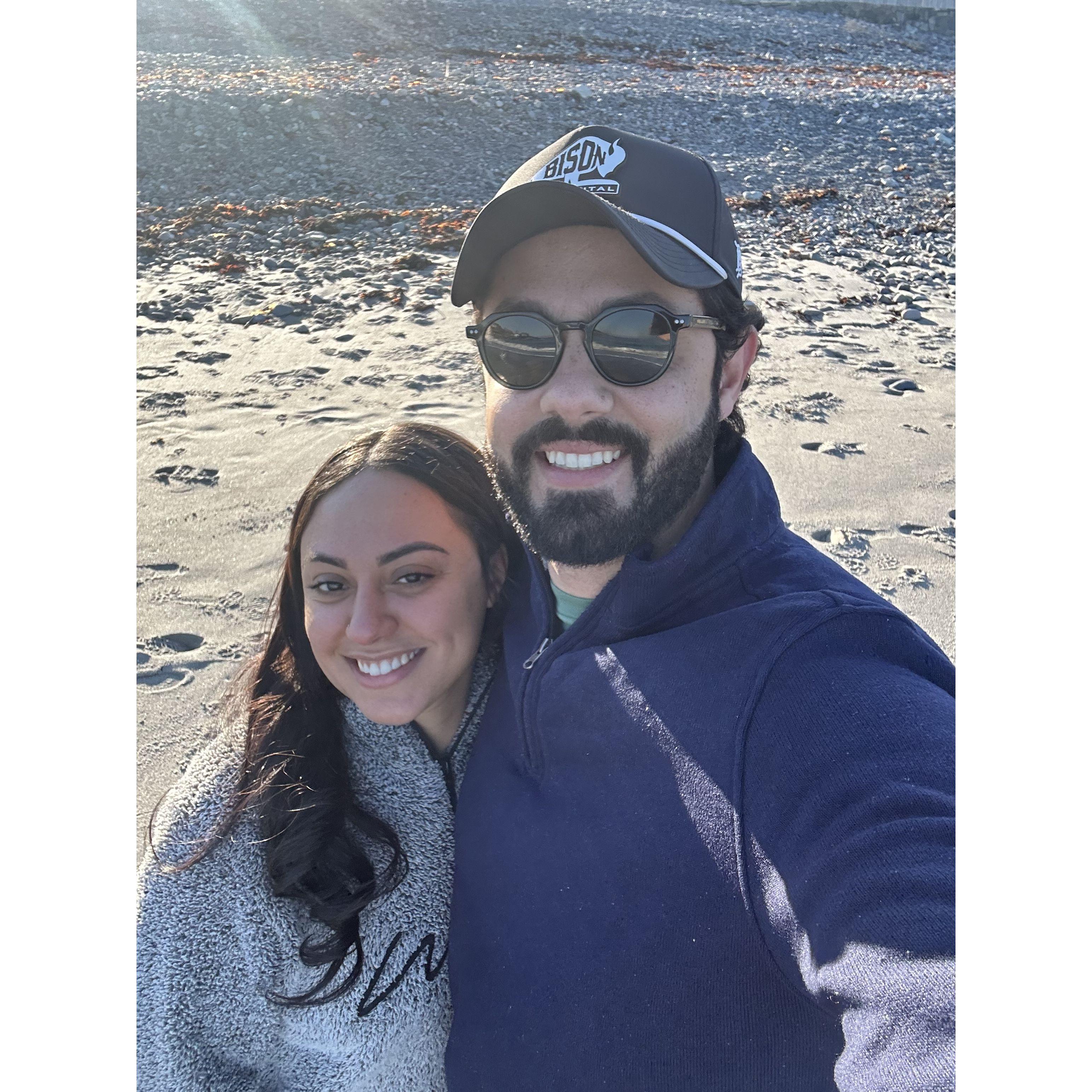 Our first ever photo together at Cohasset Beach.