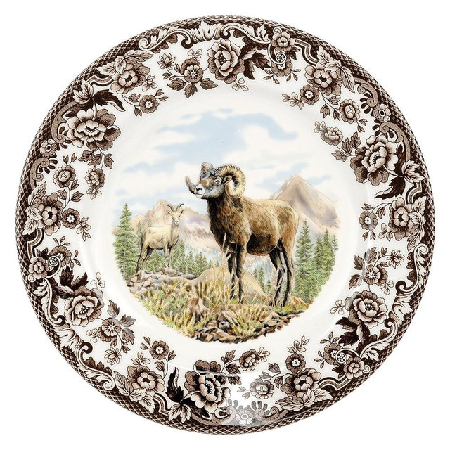 Spode Woodland Dinner Plate, Bighorn Sheep | 10.5 Inch | Hunting Cabin, Lodge, and Cottage Décor | Made in England from Fine Earthenware | Microwave and Dishwasher Safe