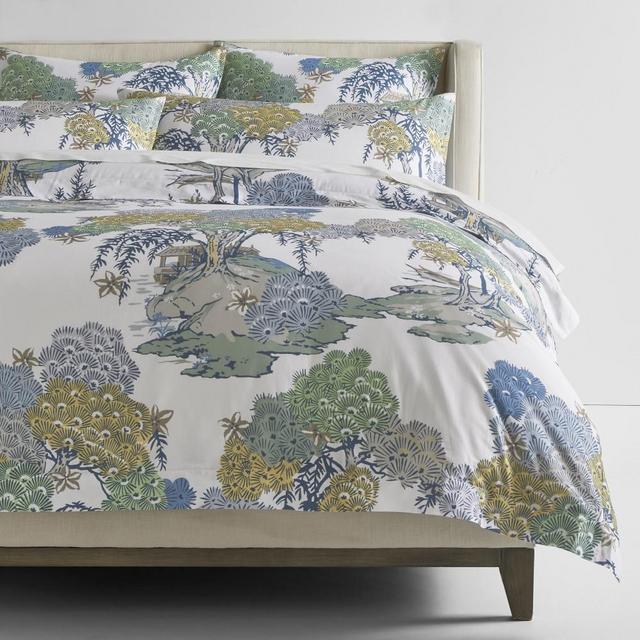 Scalamandre Sea Of Trees Duvet & Shams, King, Blue