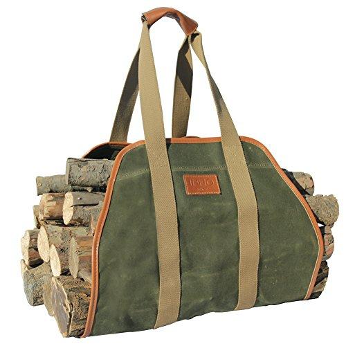 INNO STAGE Waxed Canvas Log Carrier Tote Bag,40"X19" Firewood Holder,Fireplace Wood Stove Accessories