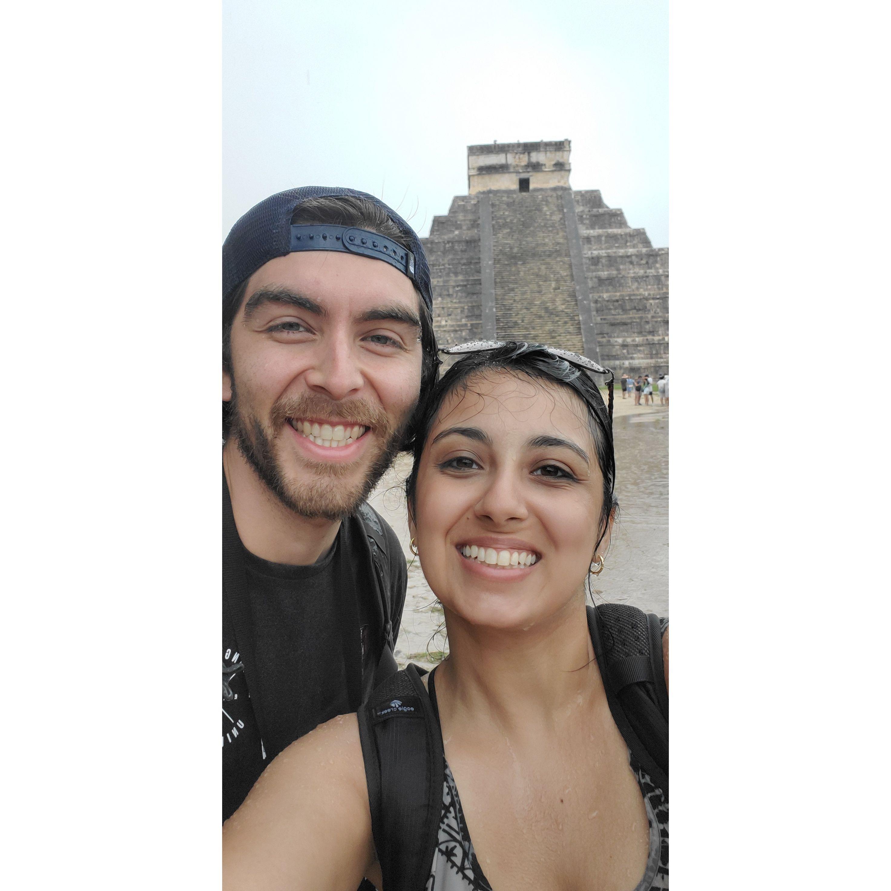 At one of the Seven Wonders of the World, one year anniversary trip