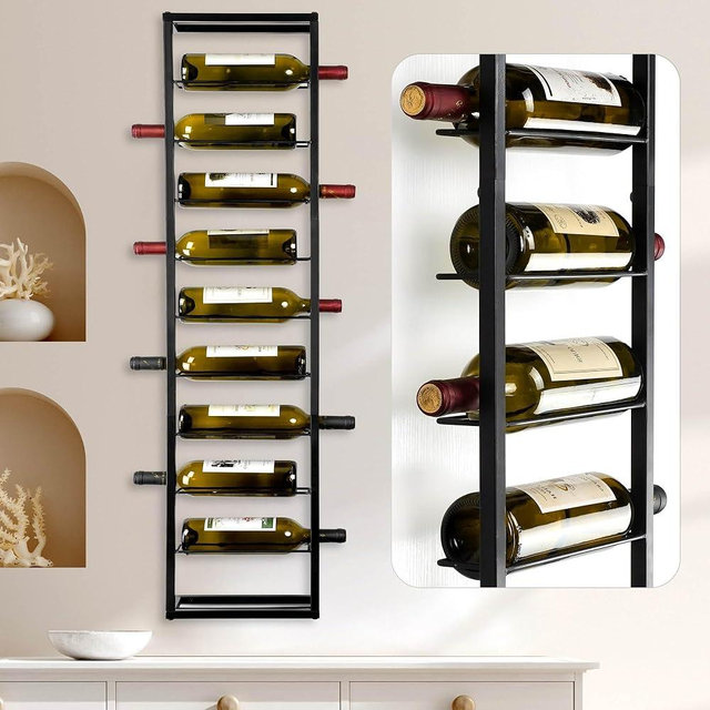 FLstudio Wine Rack Wall Mounted: Wall Wine Holder for 10 Wine Bottles - Wine Rack Organizer for Liquor Storage and Display