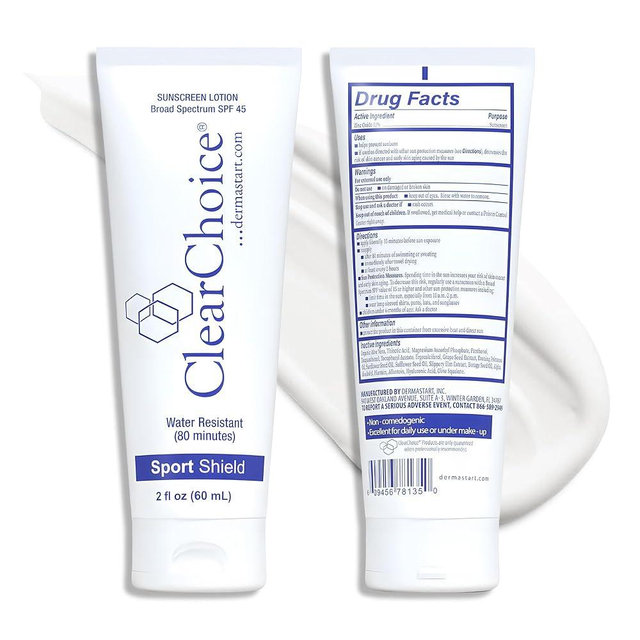 Clear Choice Sport Shield SPF 45 – Mineral Sunscreen & Moisturizer | Non-Greasy Broad-Spectrum Face & Body SPF | Micronized Zinc Oxide | No White Cast | Dermatologist Recommended 60 ml / 2 oz