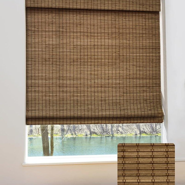 UNISHADES Cordless Bamboo Roman Shades for Windows, Blinds Size (35" W ×48" H) Colour (Highfield Teak)