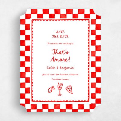 Red Ticket Wedding Save the Date - Amore Portrait