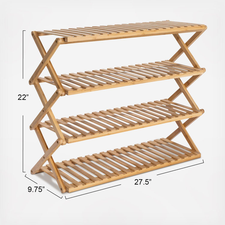 Household Essentials, Bamboo 4-Tier Folding Shoe Rack | Zola