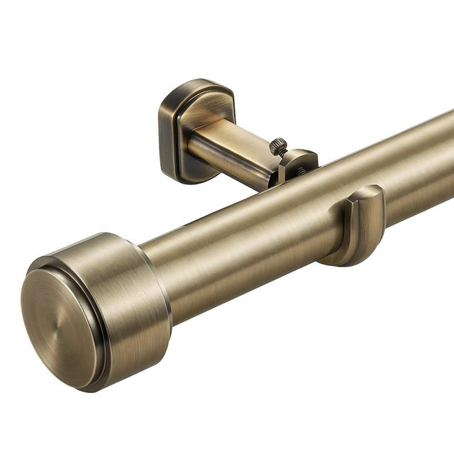Lwiiom Heavy Duty Curtain Rods,1 1/4" Large Diameter Premium Nonadjustable Curtain Rod,42in/3.5ft Custom Window Treatment Rods with Durable Aluminum Brackets and End Caps,Antique Bronze Finish