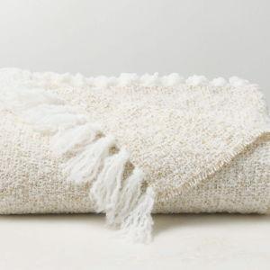 Desi Cream Textured Throw Blanket