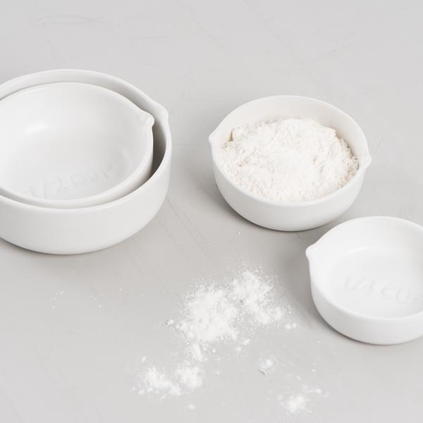 White Stoneware Measuring Cups