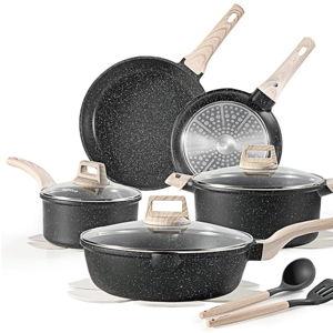 CAROTE 14Pcs Pots and Pans Set Non Stick, Cookware Sets Induction Cookware Granite Cooking Set with Frying Pans, Saucepans, Saute Pan, Extra Large Casserole