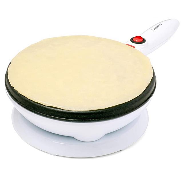 Cordless Crepe Maker with Recipe Guide, Makes Large 7.5" Wide Crepes, Non-Stick Dipping Plate plus Electric Base and Spatula, Fun Mother's Day Gift