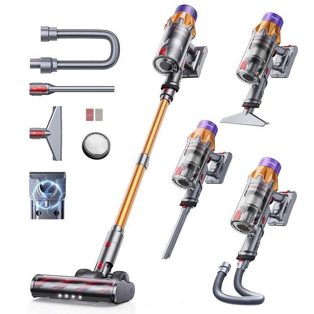 Cordless Vacuum Cleaner, 650W 55KPA 70Mins Vacuum Cleaners for Home,Stick Vacuum with Self-Standing ,Wall Mount Dock, 3.3Ft Hose,Aromatherapy, Household Vacuum for Pet Hair/Carpets/Hardwood（X7A Pro）