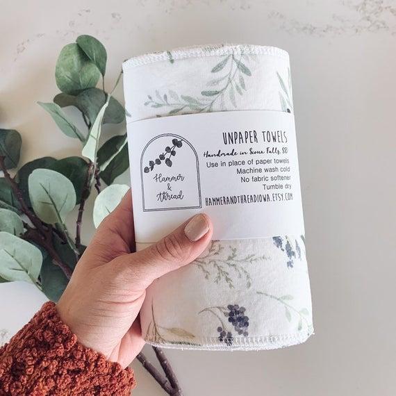 Reusable "Unpaper" Towels - Olives & Greenery Print (Pack of 7)