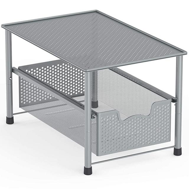 Simple Houseware Stackable Under Sink Cabinet Sliding Basket Organizer Drawer, Silver
