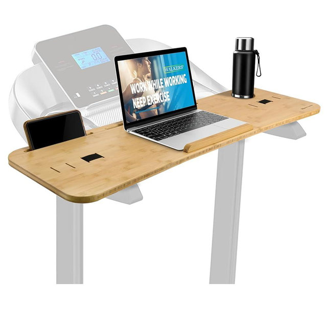 Nnewvante Treadmill Desk Attachment,Bamboo Laptop Holder Stand for Treadmill Workstation Handrail up to 35.5"