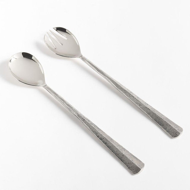 Ridge Serving Utensils, Set of 2 - Satin Nickel