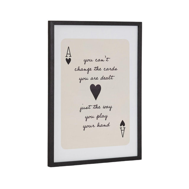 Kate & Laurel All Things Decor 12"x16" Gallery Ace of Heart Cards Positive Quote Print by The Creative Bunch Studio Black