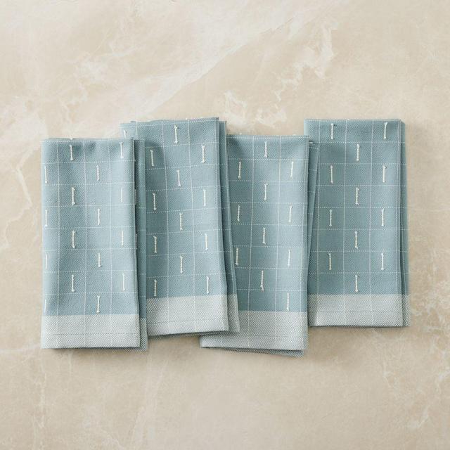 Delicate Grid Napkins, Mist Blue, Set of 4