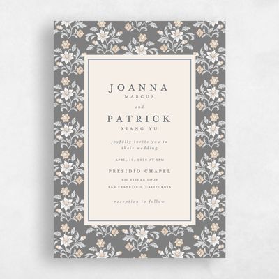 Gray, Grey Wedding Invitation - Petal Portrait