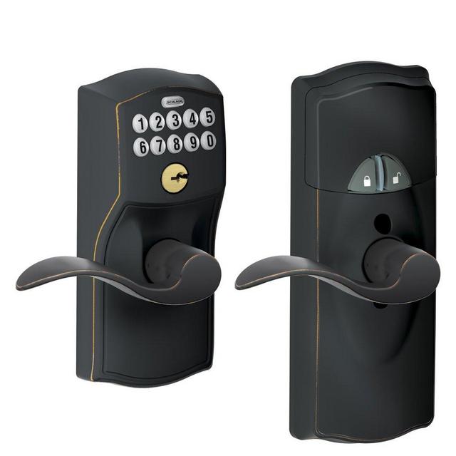 Schlage Home Keypad Lever With Camelot Trim & Z-Wave Technology (Aged Bronze)