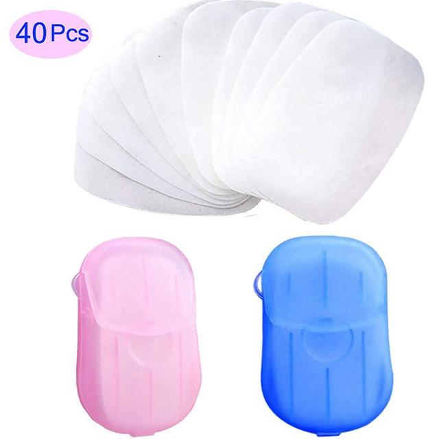ZDU 40 Pcs Disposable Hand Washing Soap Paper Sheets Portable Pocket Size Hand Soap Travel Hiking Washing Hand Bath Paper Soap for Home Kitchen School Office Bathroom