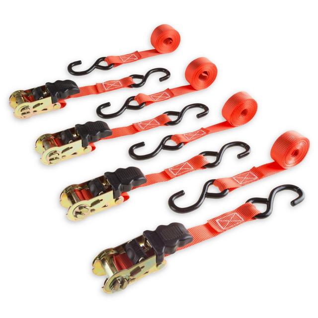 Stalwart® 4-Pack 10-Foot Ratchet Tie Down Straps in Orange