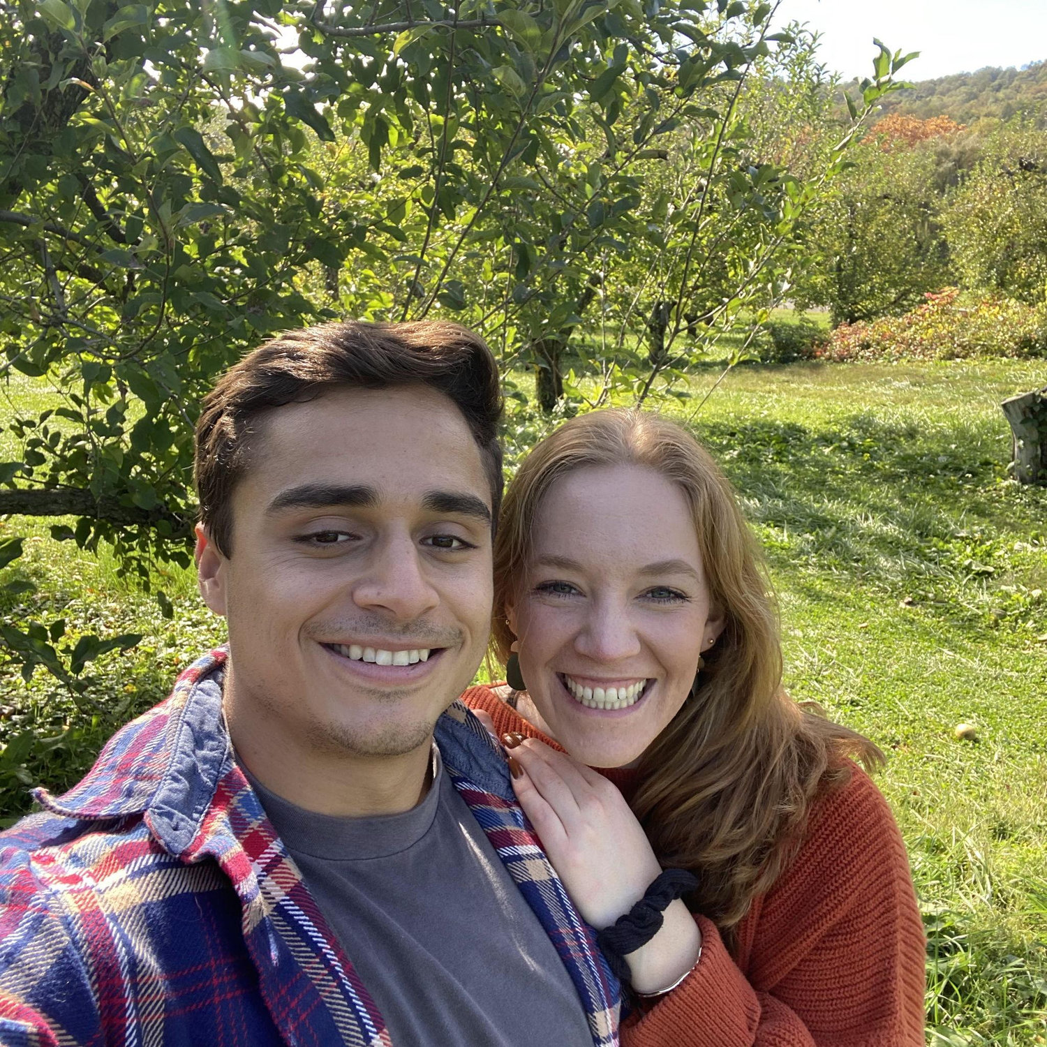 Apple picking last fall. Rachel told James to wear something autumnal, and he delivered!