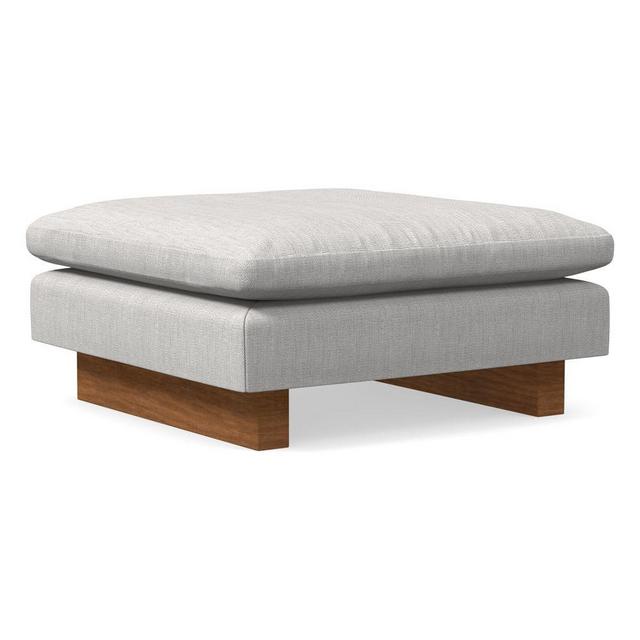 Harmony Petite Ottoman, Down Blend, Performance Basket Slub, Frost Gray, Dark Walnut