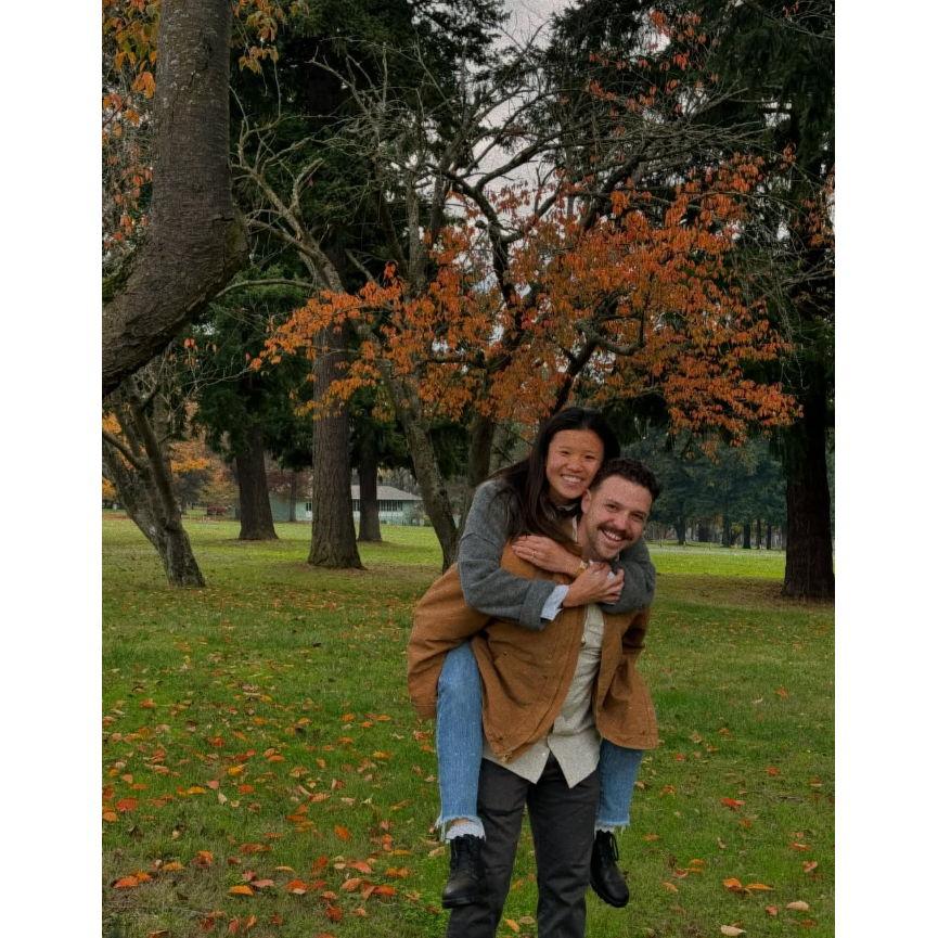 Our Engagement! In our neighborhood park.