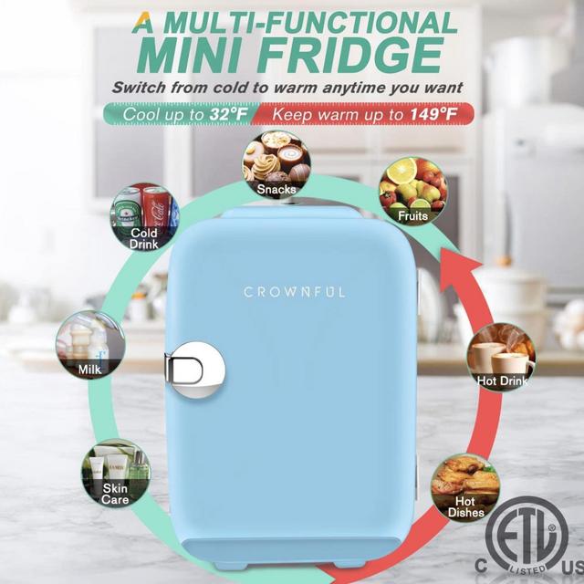 CROWNFUL Mini Fridge, 4 Liter/6 Can Portable Coole...