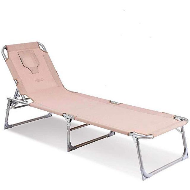 Goplus Adjustable Chaise Lounge Chair Recliner w/Sunbathing Tanning Face Down Hole for Beach Outdoor Pool Patio Deck (Apricot)