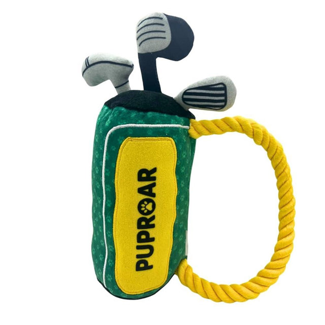 PUPROAR Golf Dog Toy – Funny Plush Gift with Squeaker, Crinkle & Rope – Cute Birthday Present for Puppies and Golf Lovers