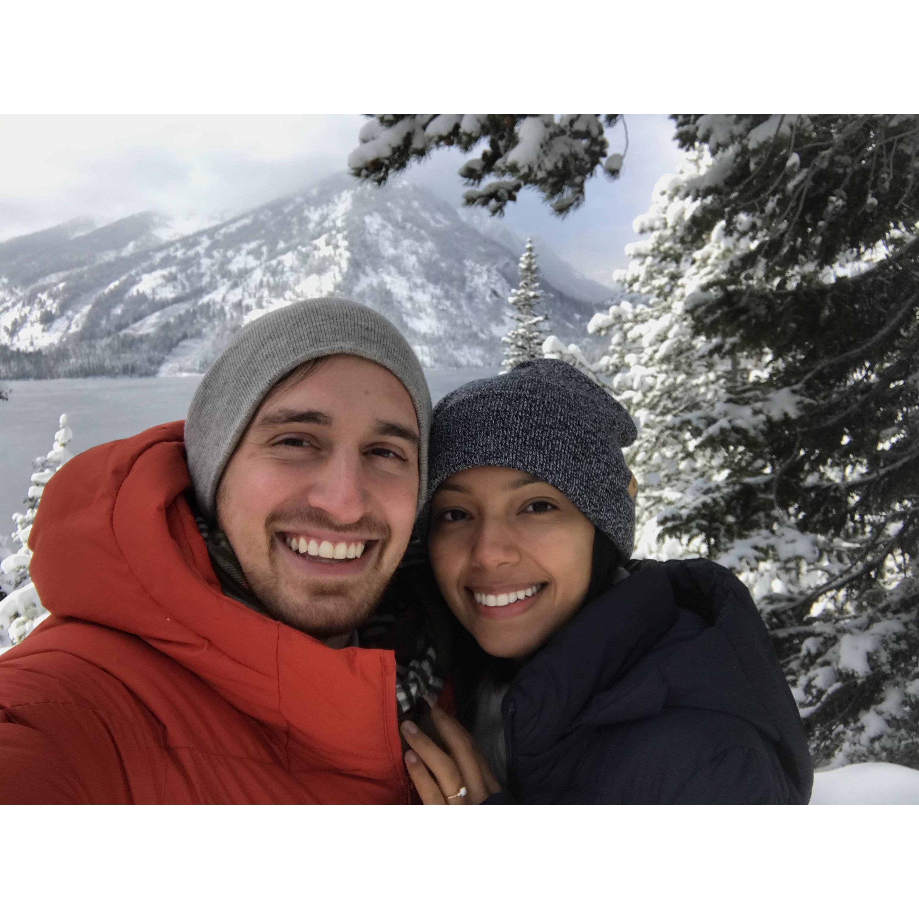 Post engagement photo at Jenny's Lake.