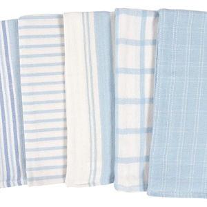 KAF Home Assorted Flat Kitchen Towels - Set of 10, 18 x 28 Inch (Sky)