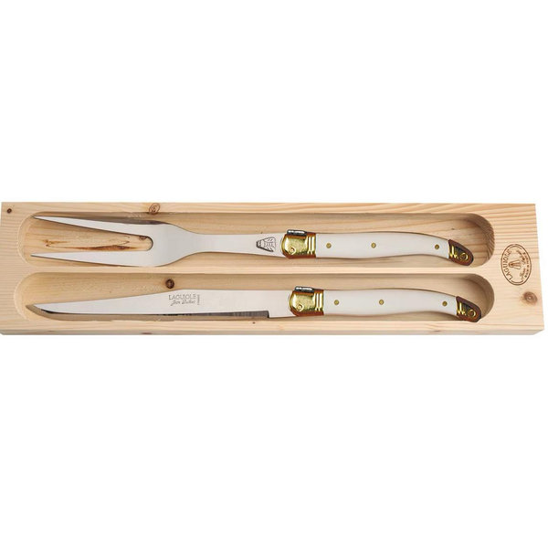 Jean Dubost Laguiole Carving Set with Ivory Handles in Box