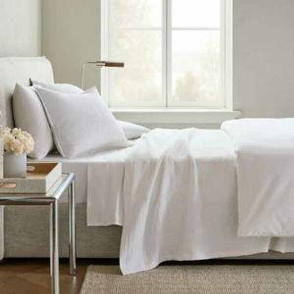 Quince | Organic Ribbed Cotton Coverlet - White, Cal King