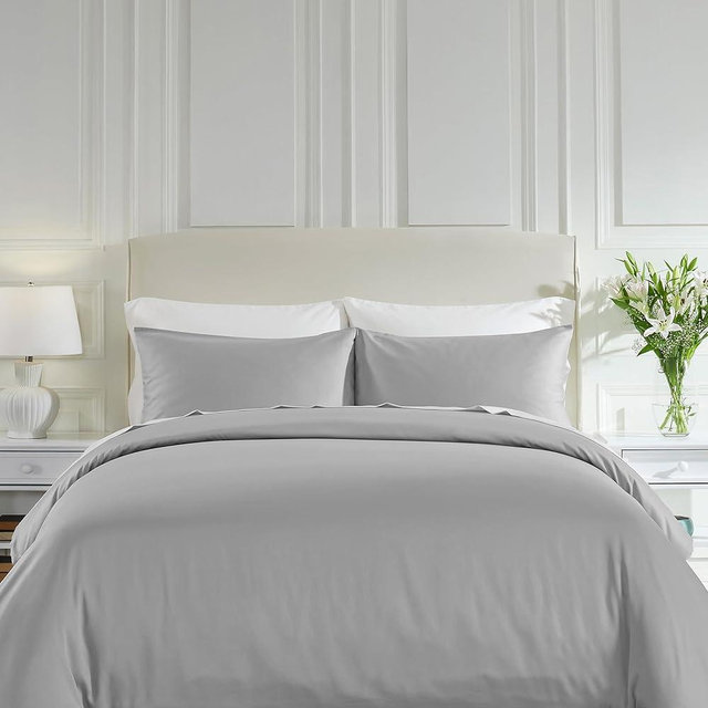 California Design Den 100% Cotton Duvet Cover King Only - Winner Good Housekeeping Best Bedding Awards 2025, 400 Thread Count, Sateen Bedding Duvet Covers, Button Closure & Corner Ties - Light Grey