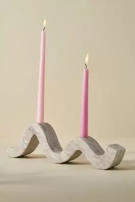 Curved Marble Taper Candle Holder